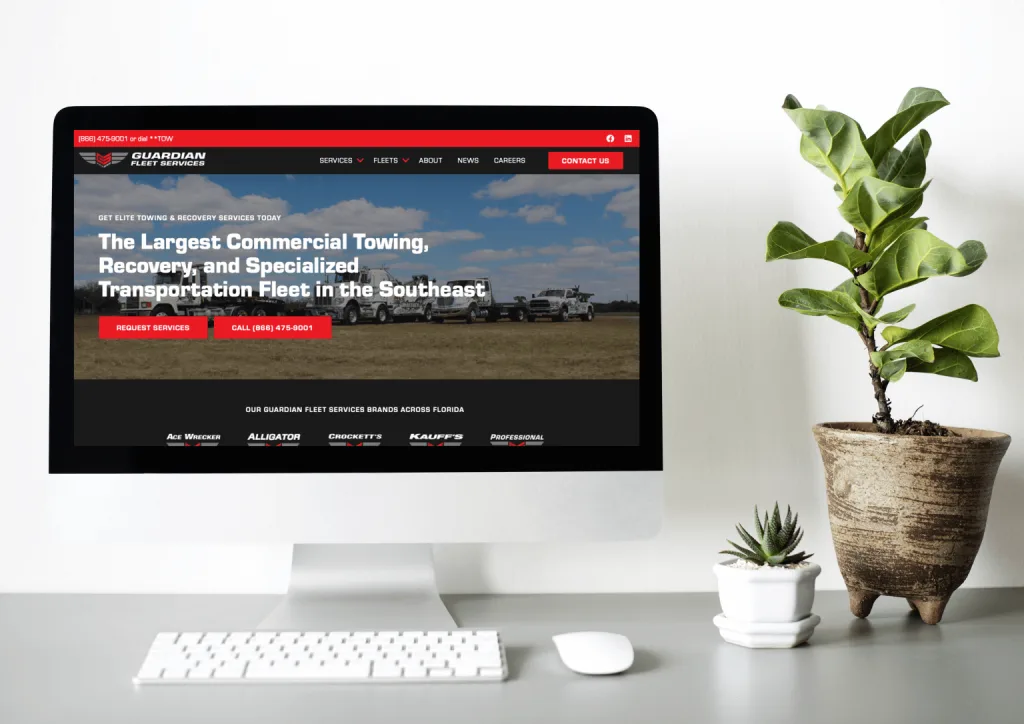 Guardian Fleet Services website on a computer