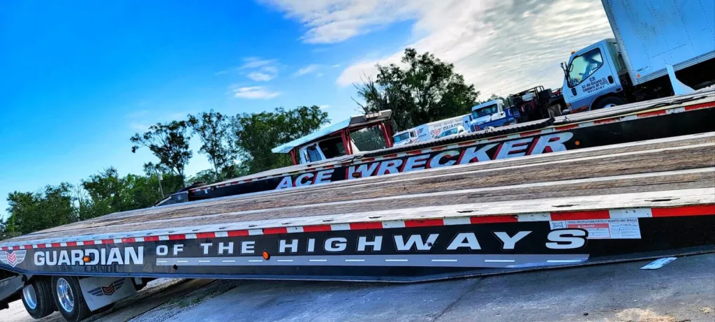 Ace Wrecker Service and Guardian Fleet Services specialized transportation trailer for heavy haul