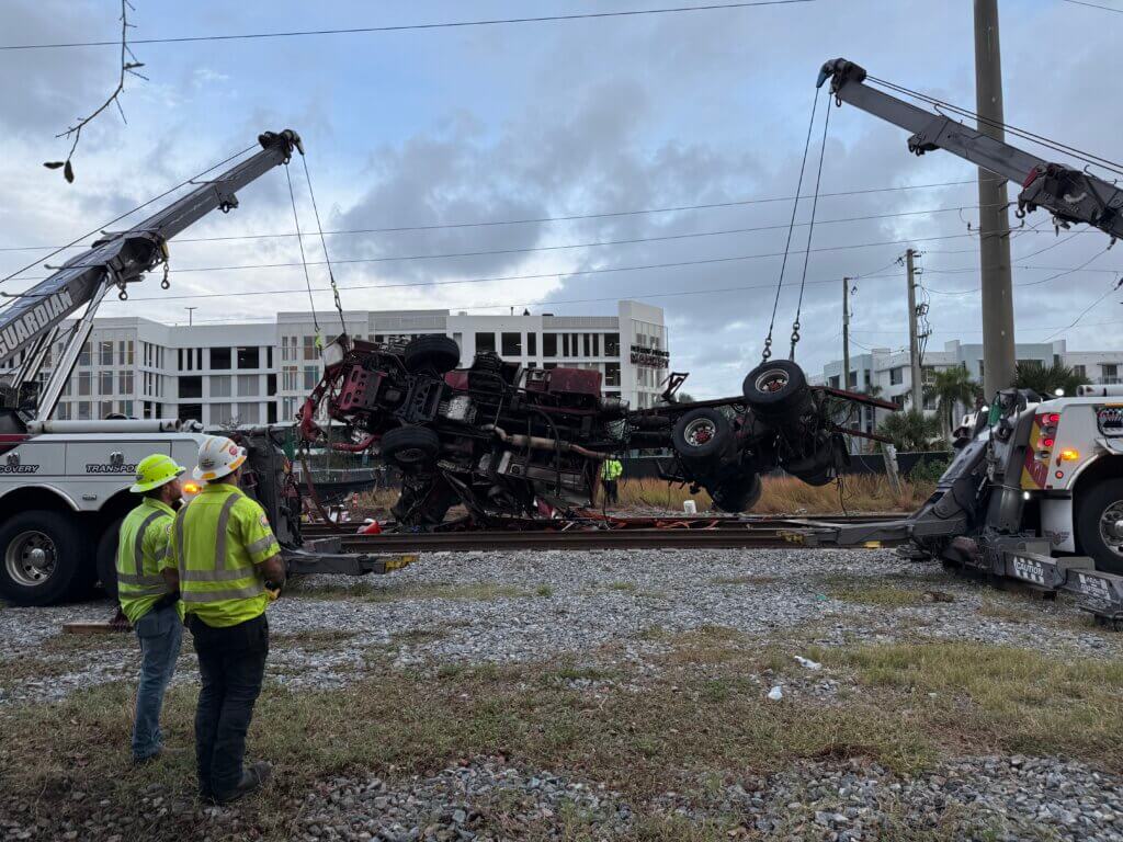 Brightline Train and Fire Truck Collision Recovery Delray Beach